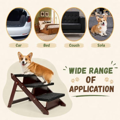 Wooden Dog Stairs & Ramp for Small Medium Dogs & Cats (Brown) - Image 4