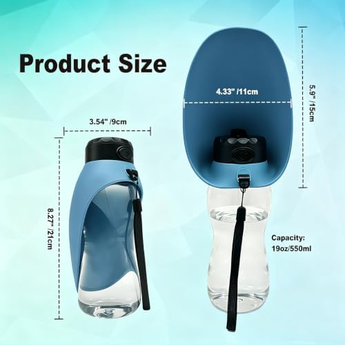 Portable Dog Water Bottle Foldable, Blue - Image 3