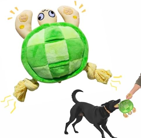 Interactive Dog Toys, Durable Chew Squeaky Tug of War Toys for Large Medium Small Dogs, Snuffle Puppy Toy for Teeth Cleaning, 2 in 1 Puzzle Toy, Birthday Gift -Turtle by PawfooLab