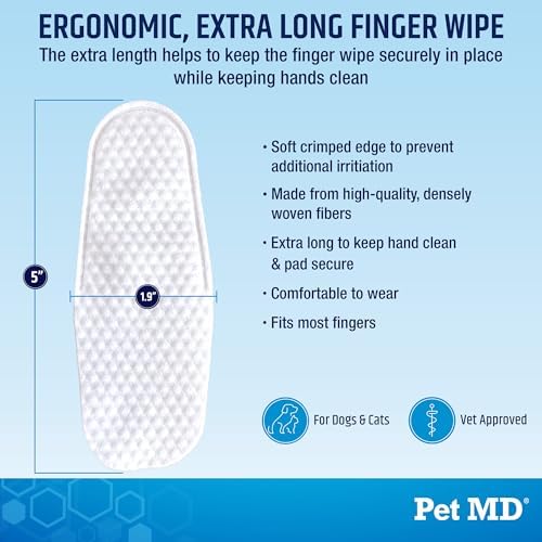 Pet MD Advanced Ear Finger Wipes for Dogs & Cats - Cucumber Melon (50ct) - Image 6