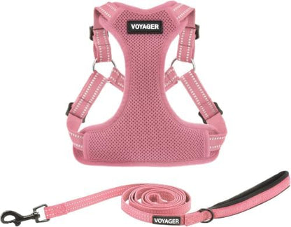 Best Pet Supplies Voyager Adjustable Step-in Flex Breathable Mesh Dog Harness for Small Medium Large Dogs Leash Set (Pink), XL by BestPetSuppliesLLC