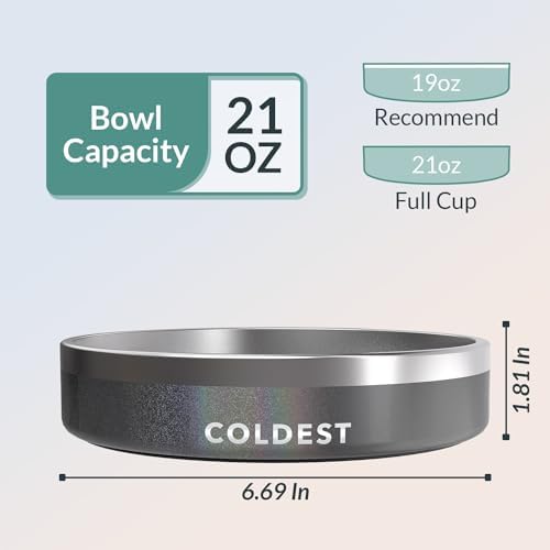 Coldest Dog Bowl - Anti Rust Metal, Non Slip, 3 Layers Insulated Stainless Steel Dog Bowls - Spill Proof & Heavy Duty - Water Bowl for Dogs, Cats & Pets, Dish Washer Safe (21 oz, Stardust Glitter) - Image 4