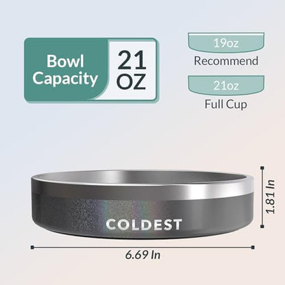 Coldest Dog Bowl - Anti Rust Metal, Non Slip, 3 Layers Insulated Stainless Steel Dog Bowls - Spill Proof & Heavy Duty - Water Bowl for Dogs, Cats & Pets, Dish Washer Safe (21 oz, Stardust Glitter) - Image 4