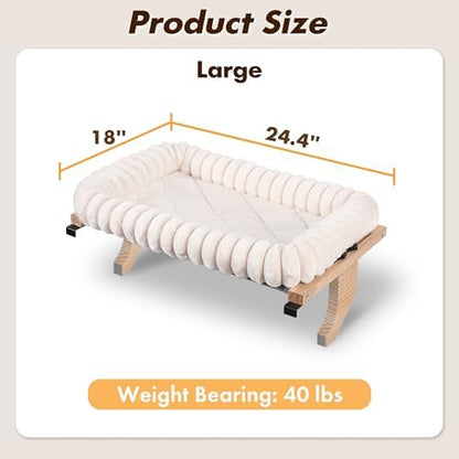 Zoratoo Cloud-Soft Wooden Cat Window Sill Perch with Zipper Cushion,L White - Image 5