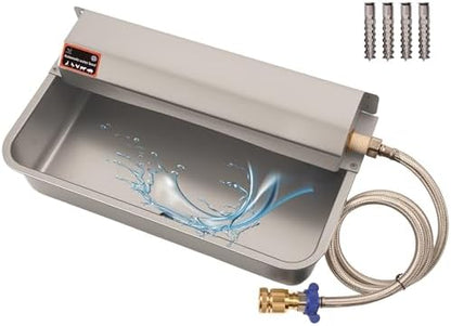 Automatic Dog Water Dispenser with Drain Hole, 304 Stainless Steel Auto Water Dog Bowl with Float Valve, Hose Quick Connect Fitting, Automatic Livestock Waterer for Horse, Chicken (2 Gallons) by Unknown