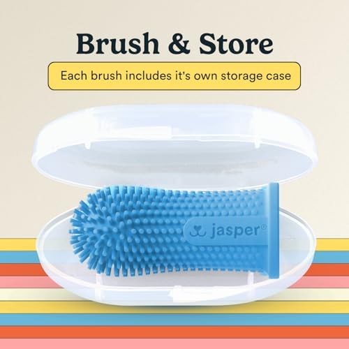 Jasper Dog Toothbrush, 360° Finger Toothbrush for Dogs & Cats, Blue 2-Pack - Image 4