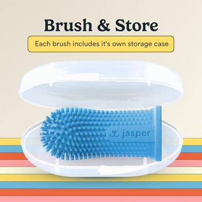 Jasper Dog Toothbrush, 360° Finger Toothbrush for Dogs & Cats, Blue 2-Pack - Image 4