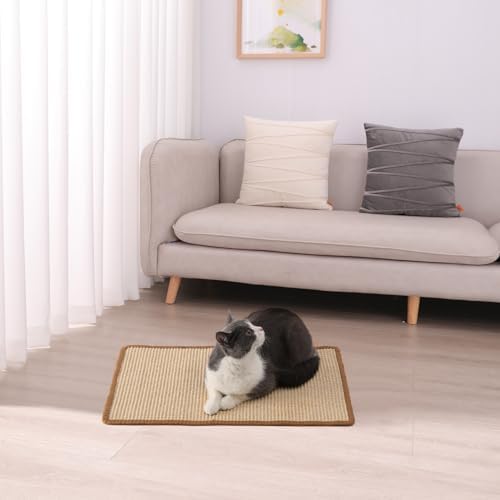 FUKUMARU Cat Scratcher Mat, 23.6 X 15.7 Inch Natural Sisal Cat Scratch Mat - Image 6
