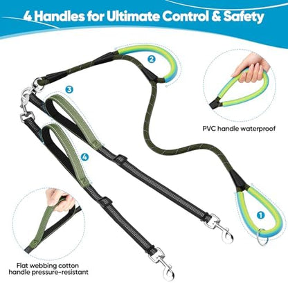 XiaZ Double Dog Leash for Two Dogs for Large Medium Dogs, 1/2”ArmyGreen - Image 4
