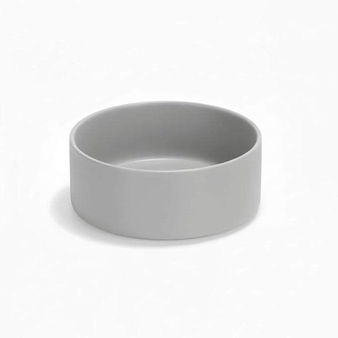Ceramic Dog and Cat Bowl Modern Cute Weighted Food and Water Bowl Matte Glaze Pet Bowl for Replacement (Gray, 28.7 OZ)