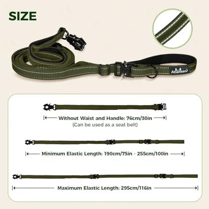9.7FT Detachable Hand-Free Heavy Duty Tactical Dog Leash, Green - Image 3