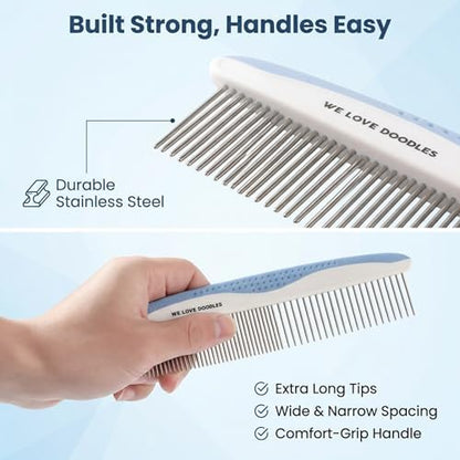 Metal Comb for Dogs, Dog Grooming Detangler Combs For Matted Hair, Small - Image 4