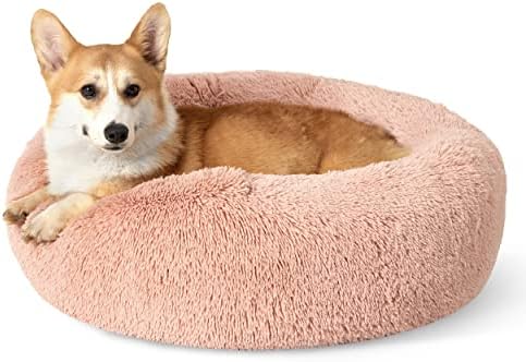 Bedsure Calming Dog Bed Medium Size Dog Donut Washable Pet Bed,30ins Pink by BEDSURE