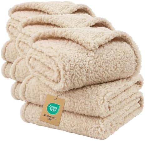 3 Pack 3 Calming Blankets Fluffy Premium Fleece Pet Blanket Soft Sherpa Throw for Dog Puppy Cat Beige Small (23" x16'') by luciphia