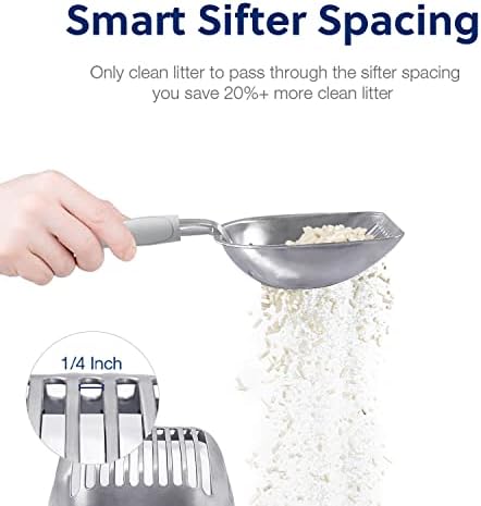 WePet Cat Litter Scoop, Aluminum Alloy Sifter, Kitty Metal Scooper, Deep Shovel, Long Handle, Poop Sifting, Kitten Pooper Lifter, Durable, Heavy Duty, for Litter Box - Image 4