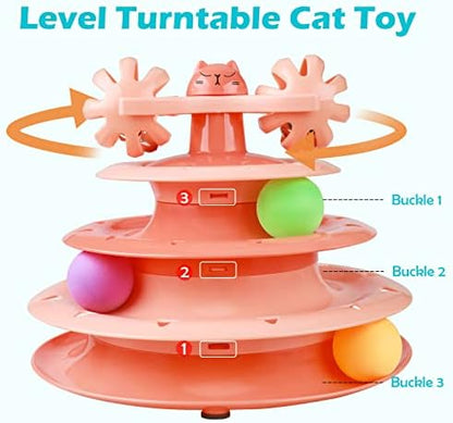 UPSKY Cat Toy Roller 4-Level Turntable with Colorful Balls and Bell Ball - Image 3