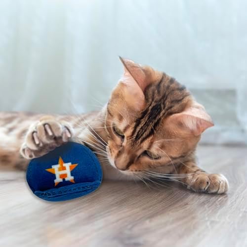 BEST PLUSH CAT TOY - MLB HOUSTON ASTROS Complete Set of 3 piece Cat Toys filled with Fresh Catnip. Incld: 1 Baseball Cap Cat Toy, 1 Baseball Cat Toy with Feathers & 1 Beer Bottle. Beautiful Team LOGOS - Image 4