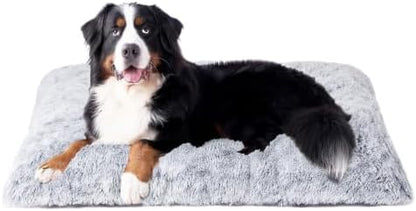 EHEYCIGA Fluffy Dog Crate Bed, Plush Extra Large Plus Dog Pillow, Grey by EHEYCIGA