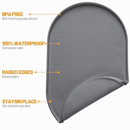 Hubulk 100% Waterproof Silicone Pet Feeding Mat with Raised Edge for Food and Water, Dog Bowl Mats, Cat Bowls Placemat with High Lip Protects Floor for Cats and Dogs (Gray, 16" L x 10" W) - Image 2