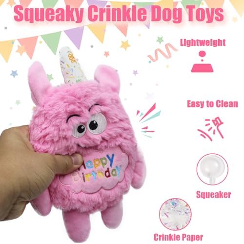 Monster Dog Birthday Toy for Gifts, Stuffed Dog Plush Toy, Pink - Image 2
