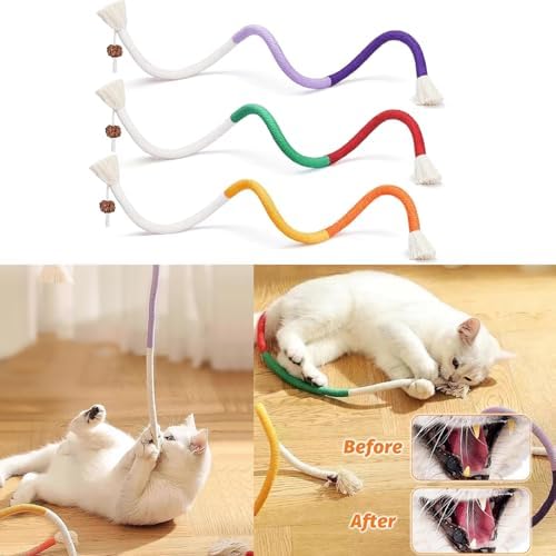 Cat Toys Chew Ropes, Silvervine Sticks Catnip Rope Toys with Refillable Natural Catnip for Cats Dental Care, Safe Teeth Cleaning Toy for Indoor Cat Kitty Kicker Toy Interactive Catnip Kitty Toys - Image 5