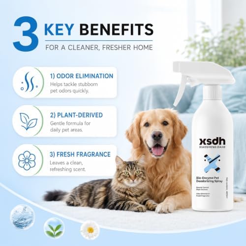 Pet Odor Deodorizing Spray, Bio-Enzyme Stain & Strong Odor Eliminator Spray for Dog Cat Pee Urine Pop, No-Rinse Air Freshener Spray for Smelly in Beds, Sofa, Carpet, Upholstery in Home & Car, 400ml - Image 3