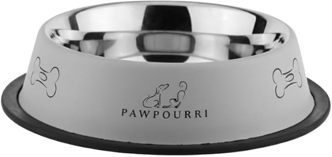 2 Pack Stainless Steel Dog Bowls – 16 fl oz Anti-Skid Food & Water Bowls for Small Dogs, Puppies & Cats|Dog Food & Water Bowl|Dog Feeding Bowl (Grey)