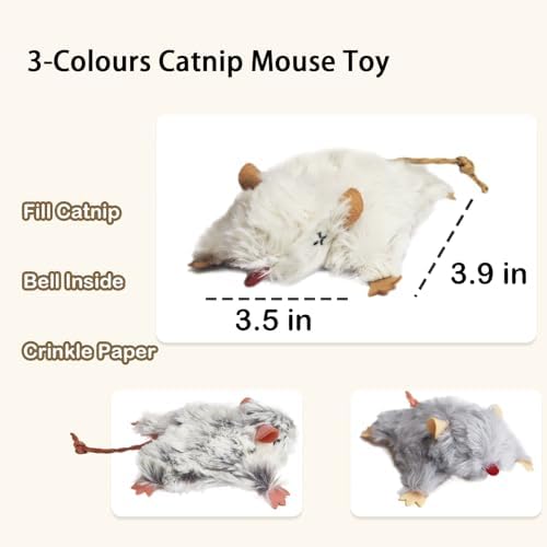 Catnip Mouse Toys for Cats, 3Pcs Interactive Plush Mice Cat Toys for Indoor - Image 5