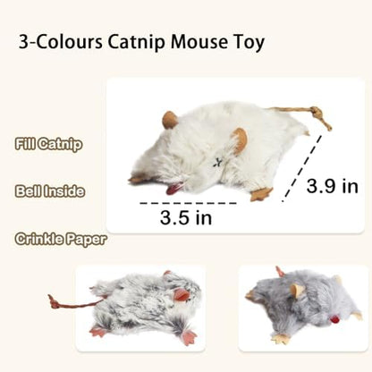 Catnip Mouse Toys for Cats, 3Pcs Interactive Plush Mice Cat Toys for Indoor - Image 5