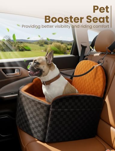FGU Elevated Dog Car Seat for Small/Medium Dogs up to 35lbs, Brown Plaid - Image 4