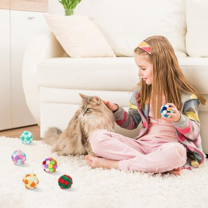 TUSATIY Interactive Cat Ball Toy,6pcs Fuzzy Kitty Balls with Bells,Cat Pom Pom Balls for Kittens to Keep Busy,Colorful Cat Chew Toys for Indoor Cats - Image 5
