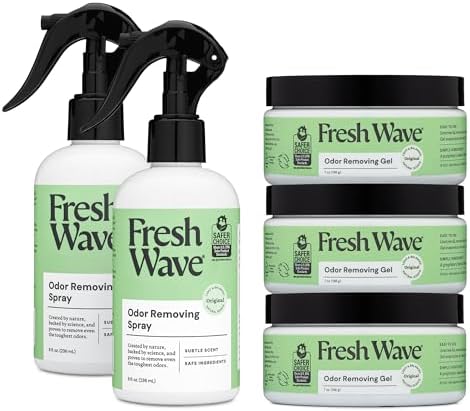 Fresh Wave Odor Removing Gel + Spray Bundle: (2) 8 fl. oz. Sprays + (3) 7 oz. Gels by FreshWave