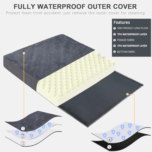 Waterproof Large Size Dog Crate Bed Orthopedic 36x27 Grey - Image 3