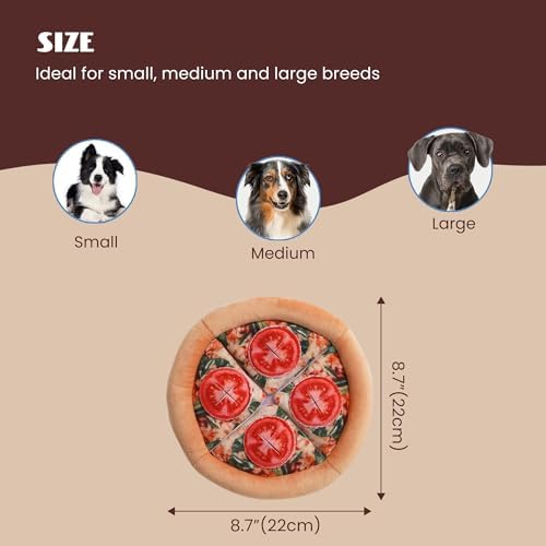 Nocciola Hide Treat Seek Pizza Dog Toy- Interactive Enrichment Burrow Snuffle Plush Stuffed Puppy Toys, Fun Crinkle Squeaky Durable Entertained Pet Supplies for Small Medium Large Breed - Image 3