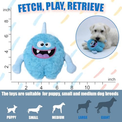 Monster Stuffed Squeaky Dog Toy, Crinkle Dog Plush Toy, Light Blue - Image 6