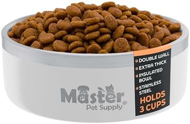 Master Pet Supply Stainless Steel Dog Bowls 25 oz Heavy Duty Bone White by MasterPetSupply