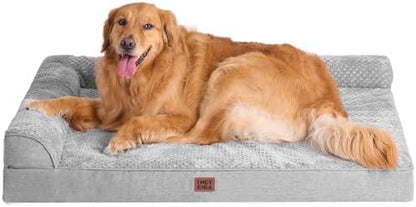 EHEYCIGA Memory Foam Dog Bed, Large Size Orthopedic Dog Bed, Grey by EHEYCIGA