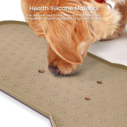PWTAA Dog Food Mat Anti-Slip Silicone Dog Bowl Mat Thicker Pet Placemat Waterproof Cat Feeder Pad with Raised Edge Puppy Kitten Feeding Mats Suitable Small Medium-Sized Dogs Cats Eating Tray - 2PCS - Image 5