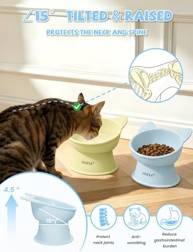 YINEYA 2 Pack Cat Food Bowls Elevated Design for Neck Comfort & Digestion - Image 2