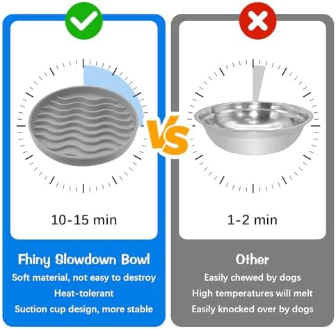 Fhiny Slow Feeder Dog Bowl, Silicone Dog Puzzle Bowl Slow Feeder Puppy Bowls Slow Eating Modern Lick Mat Design Dishwasher Microwave Fit for Fast Eaters, All Small Medium Dogs Puppy Doggy (Grey) - Image 5