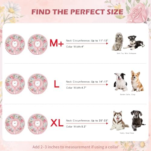 IEUUMLER Inflatable Recovery Dog Cone Collar, Neck Donut Protective ECollar, Adjustable Soft Collar for Dog and Cat After Surgery Prevent from Biting & Licking EU020 Floral Wreath XL - Image 4