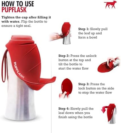 PupFlask Large Dog Water Bottle, Portable Stainless Steel Travel Bowl - Image 3