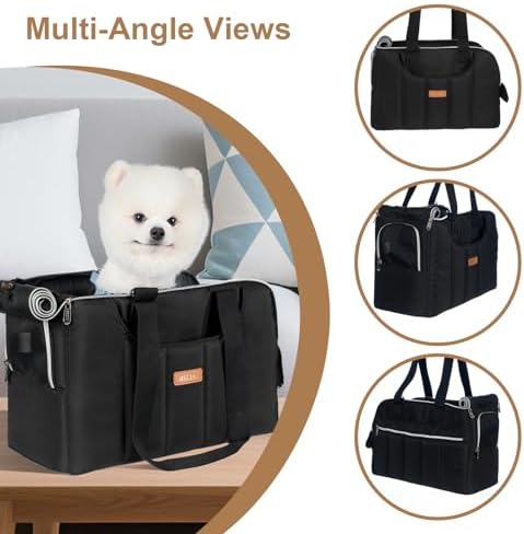 Dog Purse Carrier for Small Dogs Cats Rabbits Up to 12lbs, Lightweight Pet Sling Carriers with Crossbody Strap, Portable Puppy Soft Sided Tote Bag Carrier for Vet,Hiking,Travel Black - Image 5