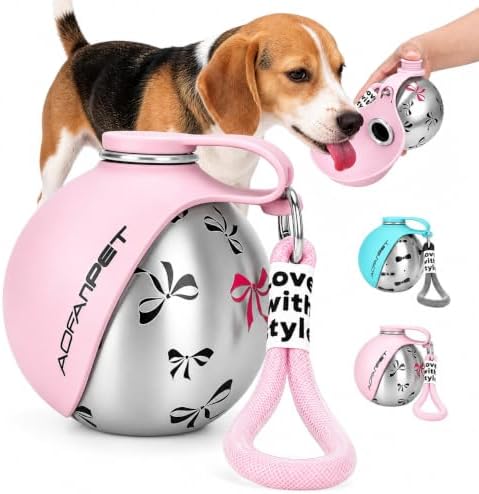 Portable Dog Water Bottle 10oz Stainless Steel Travel Bowl by AOFANPET