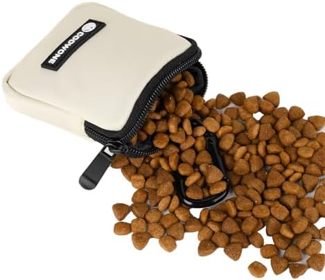 Waterproof Dog Treat Pouch, Dog Training Treat Pouch Built in Poop Bag Dispenser Adjustable Shoulder Bag (BLK) (Beige Small Pouch) - Image 3