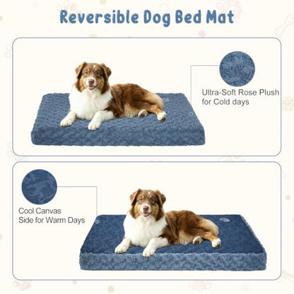 EMPSIGN Dog Bed Mat Crate Pad Mattress, Ultra Soft Pet Kennel, Navy, Large - Image 3