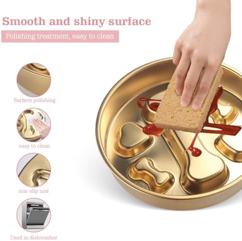 Golden Stainless Steel Slow Feeder Dog Bowls – Non-Slip Metal Dog Bowl for Large & Medium Breeds, Puppy Puzzle Feeder – 2 Cup for Small to Big Pets – Durable Slow Feed Dog & Cat Food Dish with Mat - Image 3