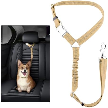 Plutus Pet Dog Seat Belt for Car Headrest, Reflective with Elastic Bungee by PLUTUSPET