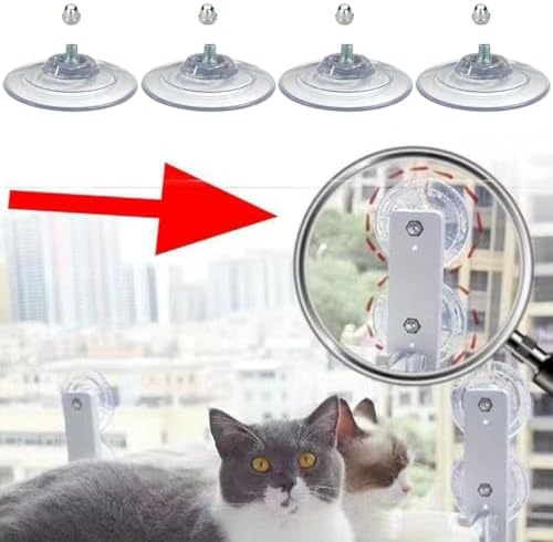 4 Pack Adhesive Cat Window Perch Suction Cups,Large Replacement Sucker Pad for Foldable Cat Window Hammock Seat (Clear, M8x10x85) - Image 3