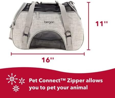 Coastal Pet Bergan Comfort Carrier - Breathable Travel Carrier for Dogs & Cats - Heather Grey, 16" x 8" x 11" - Image 3